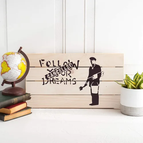 Vista 3 de Plantilla de Banksy cancelada Follow Your Dreams - Banksy, plantillas de graffiti, Banksy Follow Dreams, Banksy Art, Follow Dreams Cancelar