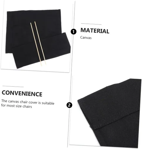 Vista 7 de BESPORTBLE 1 juego de funda de repuesto de lona, color negro, casual, para silla de director, asiento y respaldo de lona con palo de madera