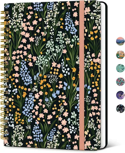 Vista 11 de Taja Cuaderno de Diario en Espiral con Líneas para Mujeres, A5 Lindo Cuaderno de Tapa Dura con Rayas Universitarias para Trabajo y Toma de Notas