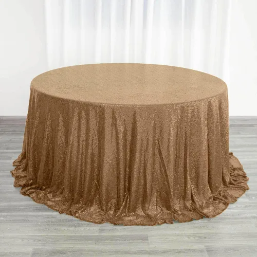 Vista 7 de Tableclothsfactory Luxury Collection - Manteles redondos de lentejuelas de 108 pulgadas, color dorado