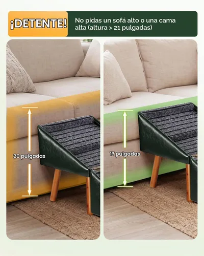 Vista 6 de Escaleras plegables para perros pequeños y otomana de piel sintética Verde oliva