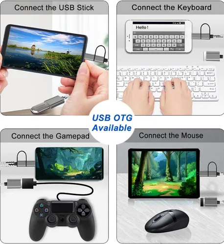 Vista 2 de Adaptador USB C/Micro USB a USB 2 en 1, cable adaptador USB a USB C OTG compatible con Samsung Galaxy S21 S22 S23 Note 20/10 A53, Google Pixel y más