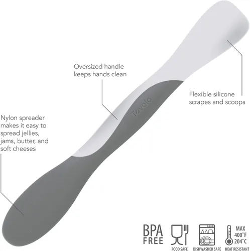 Vista 2 de Tovolo Elements Scoop and Spread - Herramienta esparcidora de sándwich de silicona grande de doble extremo con mango de nailon, sin BPA, apta