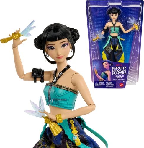Vista 7 de Mattel Kpop Demon Hunters Saja Boys Jinu Fashion Doll con aspecto de rendimiento "Soda Pop" con 2 accesorios, inspirado en la película