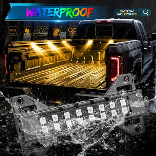 Vista 5 de Luces de cama de camioneta RGB LED Kits de luz de cama con control Bluetooth Luces de carga traseras Iluminación de camioneta Accesorios de carga