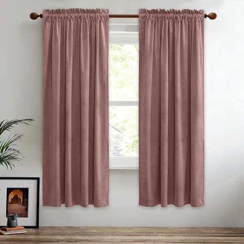 Vista 83 de StangH Cortinas de terciopelo rojo de 42 x 84 pulgadas de lujo, con aislamiento térmico, divisores de habitación, decoración navideña del hogar