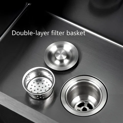 Vista 5 de MESIDA 15 x 15 x 8 Inch Black Single Bowl Kitchen Sink SUS304 Undermount Stainless Steel Kitchen Sink