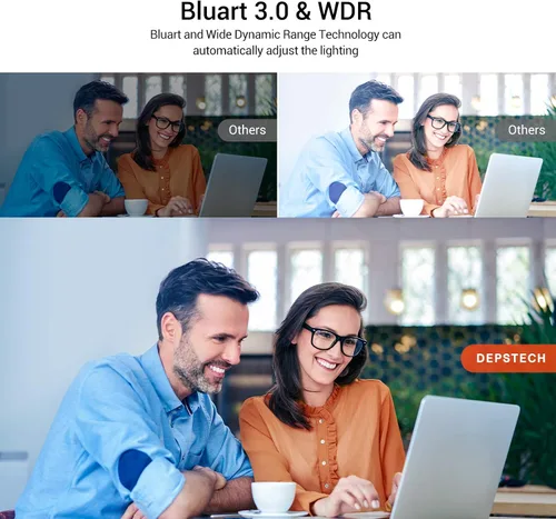 Vista 3 de DEPSTECH Cámara web 4K, DW49 HD 8MP equipada con cámara web de enfoque automático con sensor Sony con micrófono, cubierta de privacidad, cámara web