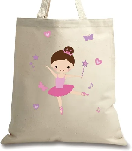 Vista 3 de Brunette Ballerina - Bolso de lona de algodón pesado de 15 x 16 pulgadas, estampado personalizado