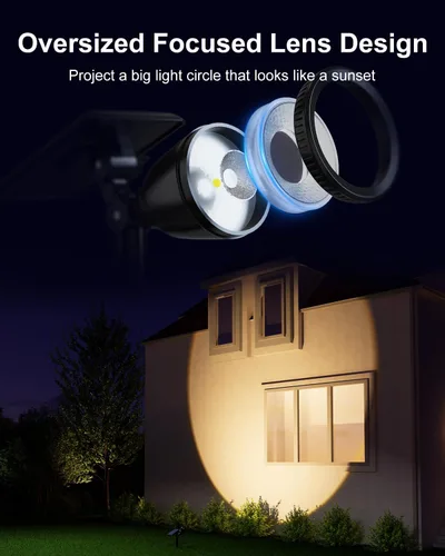 Vista 2 de Luces de punto alimentadas por energía solar al aire libre impermeables súper brillantes LED para árbol, bandera, césped, escultura, del atardecer