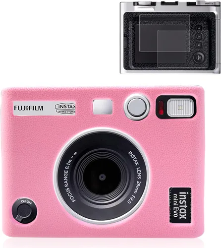 Vista 9 de Pocoukate Funda protectora para Instax Mini EVO, funda de silicona suave con protector de pantalla para cámara instantánea Fujifilm Instax Mini EVO