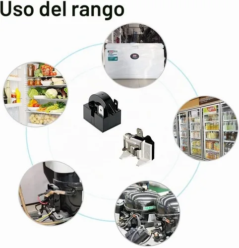 Vista 7 de Protector térmico de sobrecarga térmica de 2 pines 1/4 HP 180 W 12 ohmios + relé de arranque PTC, pieza de repuesto para refrigerador de automóvil