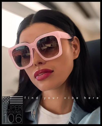 Vista 4 de Gafas de sol de plástico grueso con borde de cuernos de gran tamaño XXL para mujer