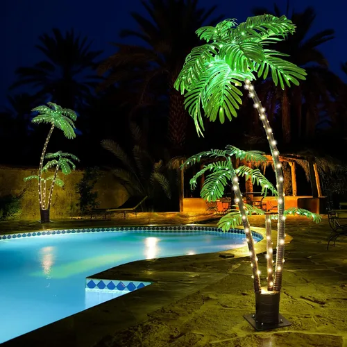 Vista 4 de Barra de palmera iluminada al aire libre para decoración de Navidad