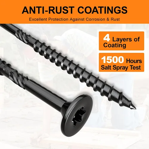 Vista 5 de #10 x 2-1/2" Tornillos para Terraza, 108 Piezas Tornillos para Madera con Cabeza Estrella, Tornillos para Madera Resistentes al Óxido para Negro