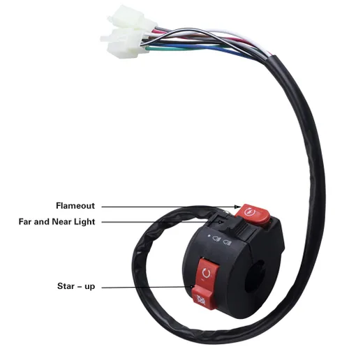 Vista 4 de Interruptor de Arranque Izquierdo de 3 Funciones + Interruptor de Encendido de 4 Cables con Llave y Tapa para ATV Chino Quad 4 Wheeler TaoTao SUNL