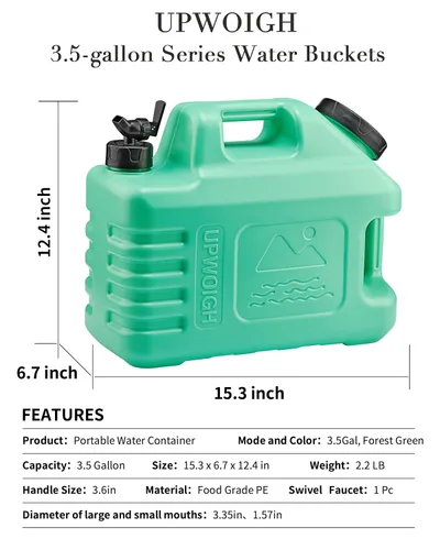 Vista 3 de UPWOIGH Jarra de agua a prueba de fugas de 3.5 galones con espita Verde bosque, talla inspirada en la naturaleza, diseño grueso sin BPA, uso