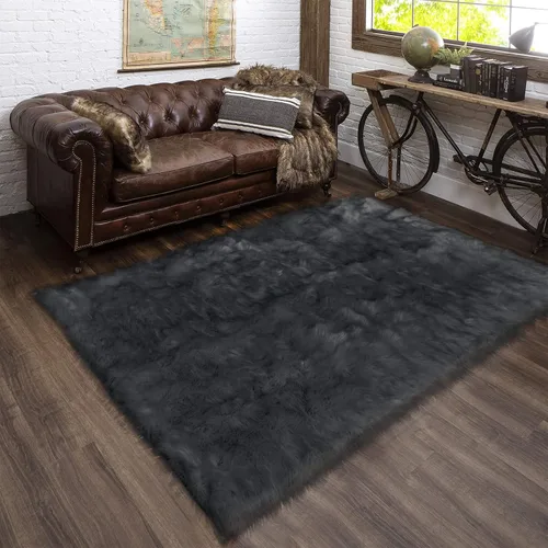 Vista 105 de Latepis - Alfombra rectangular de piel sintética tipo lana de oveja suave y esponjosa de estilo bohemio para sala de estar, dormitorio y residencias