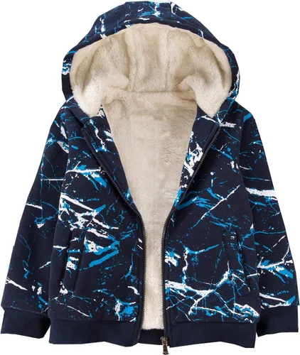 Vista 10 de Bumeex Chaqueta con forro polar Sherpa para niños y niñas, para primavera, otoño, invierno, con cremallera, sudadera con capucha de 2 a 14 años Negro