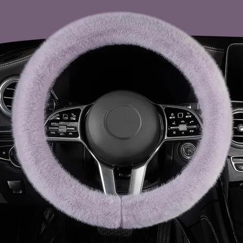 Vista 9 de LACDL Fundas mullidas de invierno para volante de automóvil, para mujer, cálida y bonita funda para volante de automóvil para sedán, SUV, súper Negro