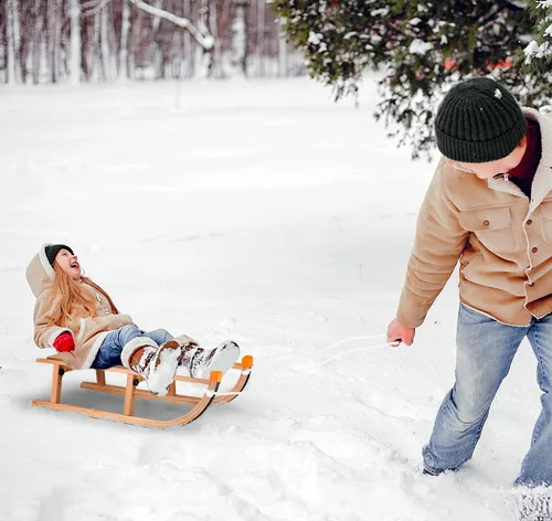 Vista 4 de Slippery Racer Trineo de nieve plegable de madera para niños
