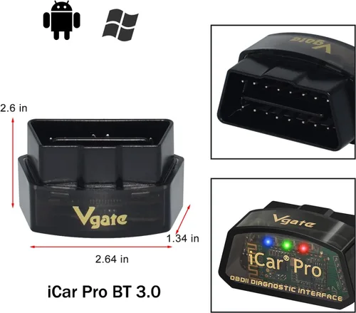 Vista 2 de Vgate iCar Pro BT3.0 OBD2 escáner lector de código Bluetooth herramienta de escaneo de diagnóstico para Android y Windows compatible con adaptador