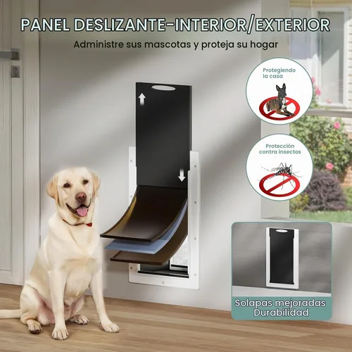 Vista 6 de Puerta de plástico para perros de 3 solapas para pared, mascotas de hasta 100 libras (grande)