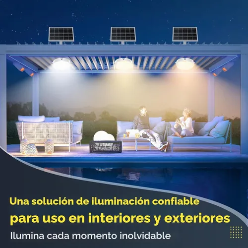 Vista 2 de Luz solar de techo, sensor de movimiento, temporizador 30S/60S y 4 modos y tricolor, diurna y regulable con control remoto e interruptor