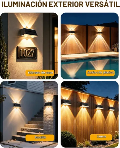 Vista 7 de Luces solares para valla al aire libre con control remoto, paquete
