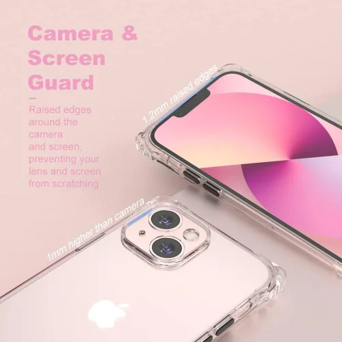 Vista 3 de Funda transparente para iPhone 13 con correa cruzada ajustable desmontable, ajuste delgado, funda protectora a prueba de golpes con cordón de hombro