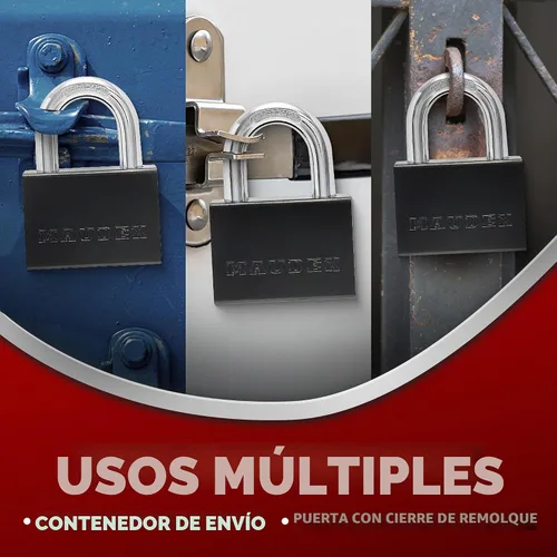 Vista 3 de Maudex® PDK73 - Candado resistente con 5 llaves, grillete resistente a cortes de 0.512 in, protección de cuerpo de acero, cerradura de alta