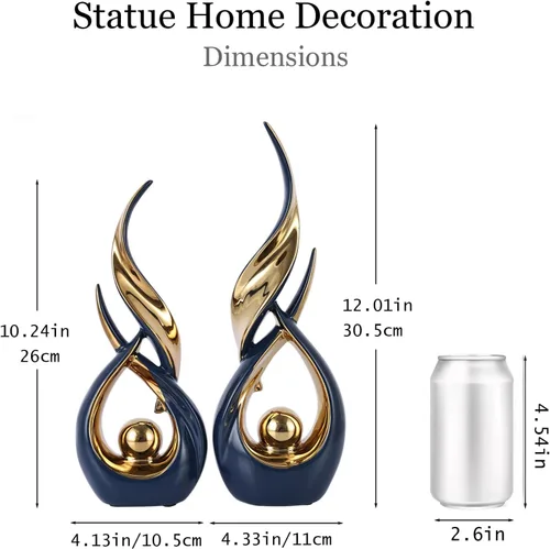 Vista 2 de 2 estatuas de cerámica de oro azul para decoración del hogar, esculturas modernas de arte abstracto, elegantes objetos decorativos de mesa