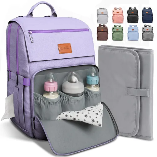 Vista 19 de PILLANI - Mochila grande para llevar pañales de bebé, para viajar, cambiador incluido, producto esencial para recién nacidos, artículos para mamá