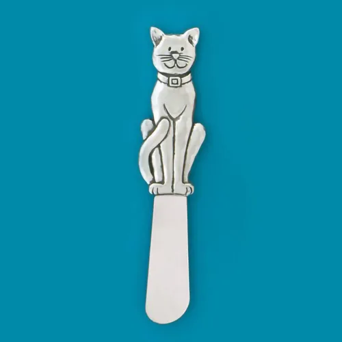 Vista 2 de Basic Spirit Cuchillo esparcidor de mantequilla – Gato – Paté de queso suave para cocina, regalo decorativo para el hogar para los amantes