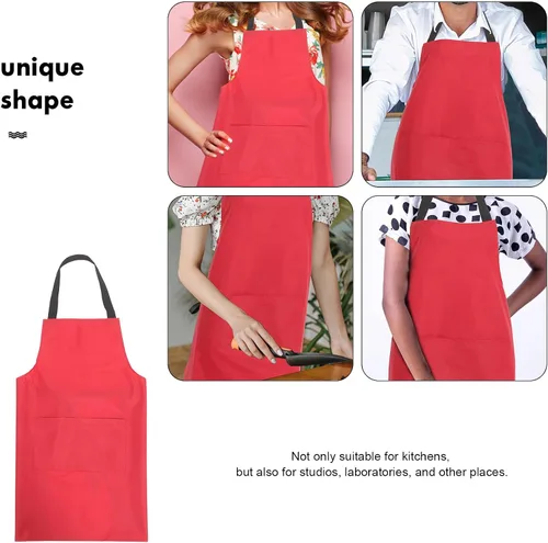 Vista 7 de HOMSFOU Waterproof Pvc Kitchen Apron with Pocket Oil-resistant Waist Apron for Men and Women Cooking for Cooking Washing and Serving