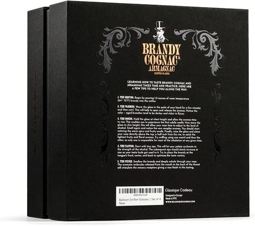 Vista 7 de Vasos pequeños de degustación de brandy, coñac y armagnac de 8 onzas Juego de 4 Snifters profesionales en forma de globo para nariz y beber