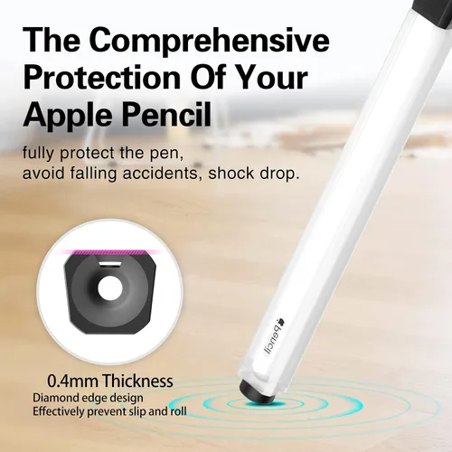 Vista 4 de Funda compatible con Apple Pencil Pro / Apple Pencil de 2ª generación, silicona translúcida duotone, [con 10 puntas de silicona] (negro)