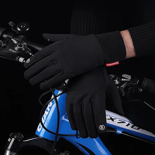 Vista 2 de Guantes térmicos de invierno con agarre antideslizante y dedos táctiles para deportes al aire libre Gris