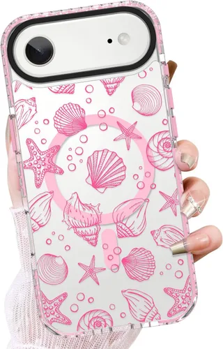 Vista 23 de OOK Funda magnética transparente para iPhone 17, lindo encaje floral negro Encaje Negro Floral