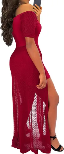 Vista 2 de Vestido largo con pantalones cortos y falda con apertura, conjunto de alta elasticidad con estampado floral para verano, playa y fiesta, tallas S