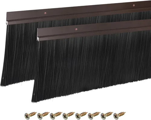Vista 17 de uxcell 2 piezas barredor de cepillo inferior para puerta forma H base de aleación de aluminio con cepillo de nailon de 0.4 pulgadas para hogar