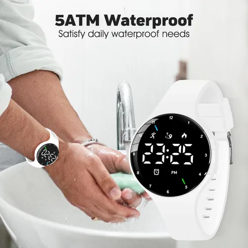 Vista 7 de L LAVAREDO Relojes para hombre, reloj deportivo digital con temporizador, alarma vibratoria dual, reloj de pulsera para hombres y mujeres
