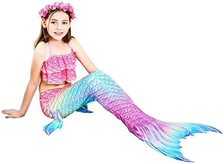 Vista 5 de Traje de baño de 5 piezas con colas de sirena para niñas, bikini (sin monoaleta)