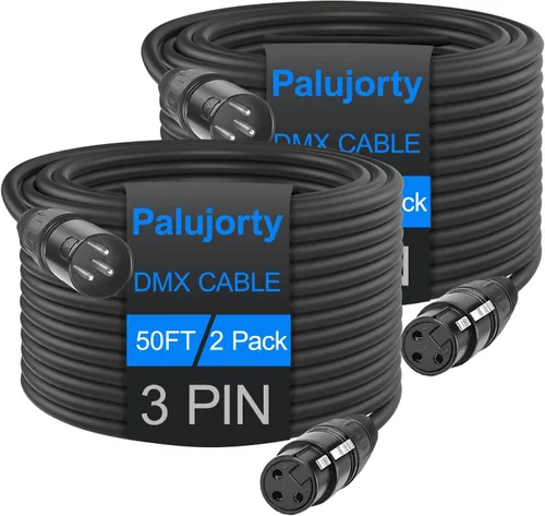 Vista 9 de Paquete de 10 cables DMX de 3 pines de 3.2 pies para luz de escenario y controlador