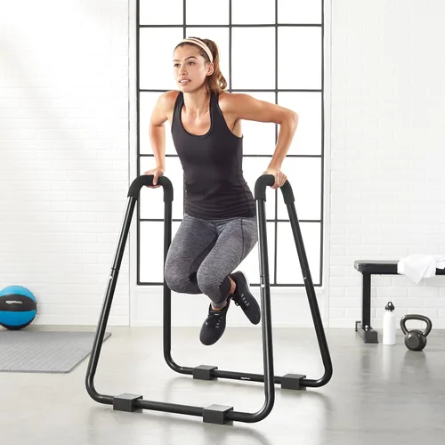 Vista 6 de Amazon Basics - Soporte de inmersión para entrenamiento de fuerza, color negro