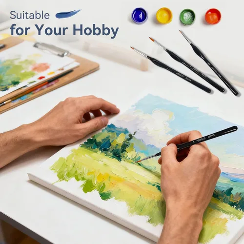Vista 7 de 10 piezas de pinceles de pintura para detalles, pinceles de pintura en miniatura para acrílico, óleo, acuarela, pinceles de pintura artística