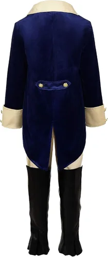 Vista 3 de ReliBeauty Disfraz de Washington Hamilton para niños uniforme colonial americano con peluca