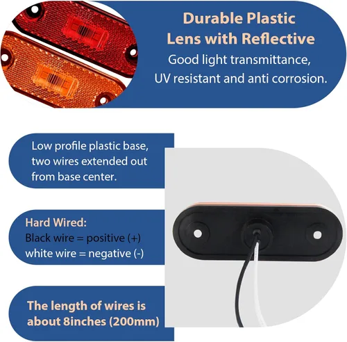 Vista 4 de Dream lighting Luces LED de marcador de remolque con reflector para vehículo automotriz, luz de separación superior de 4 pulgadas, luz de marcador 2