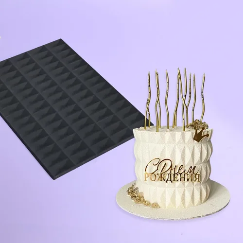 Vista 7 de mostsom Molde de Silicona para Pastel de Encaje con Patrón de Cubo, Tapete de Impresión de Fondant para Hornear, Dulces, Chocolate, Decoración