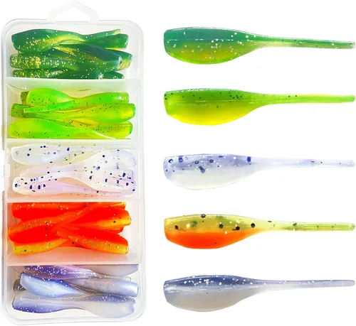 Vista 7 de 50 piezas de conjunto de señuelos para crappie - 2 pulgadas de cebo, cabezas de jig y anzuelos para pesca versátil